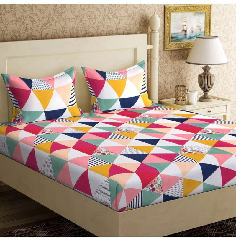 180 TC Cotton Double 3D Printed Flat Bedsheet (Pack of 1, Multicolor) 3D-FE-5