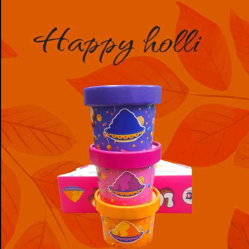 Gurjas Fancy Kitchen Organic Gul Natural Holi Colours Herbal Gulal; 400gm - Pack of 3, Vibrant Holi Colour Powder Set,Safe for Kids Triangle Gift Pack.-(Multicolour)