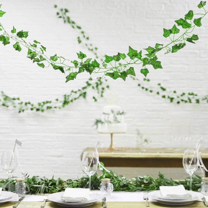 Artiflr 84Feet 12 Strands Artificial Flowers Greenery Fake Hanging Vine Plants Leaf Garland Hanging Party Garden Outdoor Office Wall Decoration