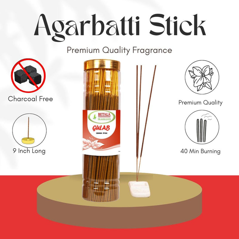 Betala Fragrance 4 in 1 Flavour Agarbatti for Pooja, 4 Packs of 100 Gm Incense Sticks (60 Batti in Each) (Chandan, Gulab, Jasmine, Lavender)