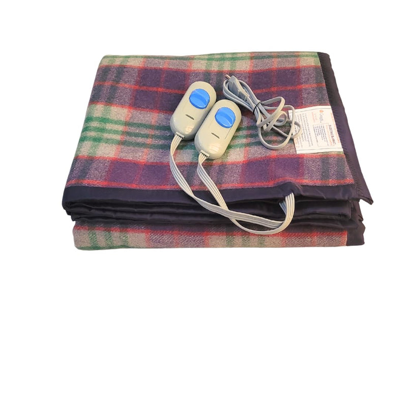 Bell electric blankets - Premium Double Bed Electric Blanket- 10 Years Warranty - Double Bed Warmer with 4 Heat Settings- Size (5 feet x 5 feet) - Sock Proof King Size (Check Multicolour)