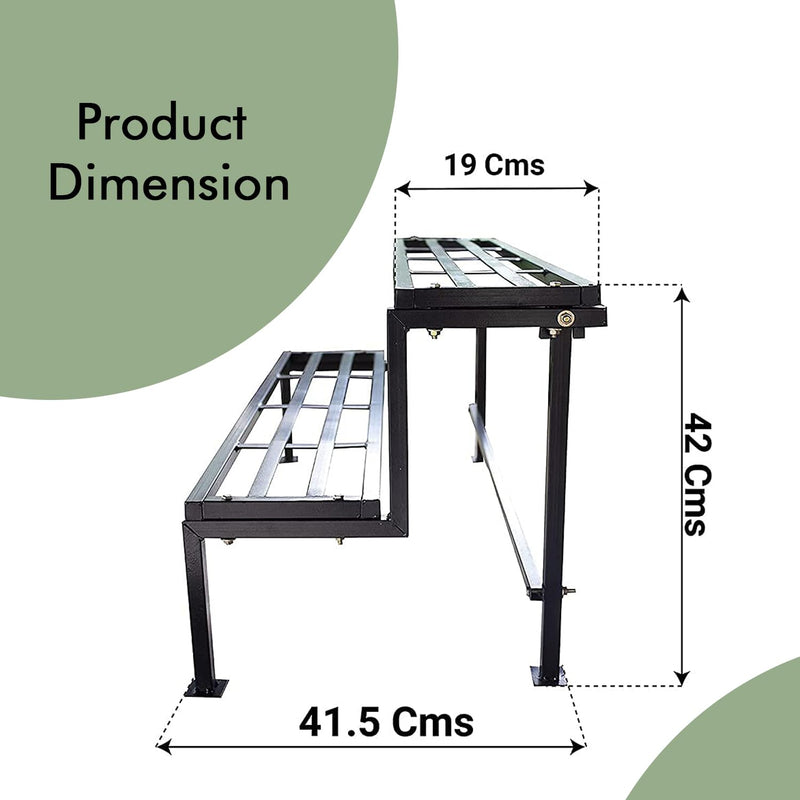 Oriley Ladder Plant Stand 2-Tier Potted Multiple Plants Rack Planter Shelf for Garden Terrace Corner Living Room Balcony- (Pack of 1, Black)