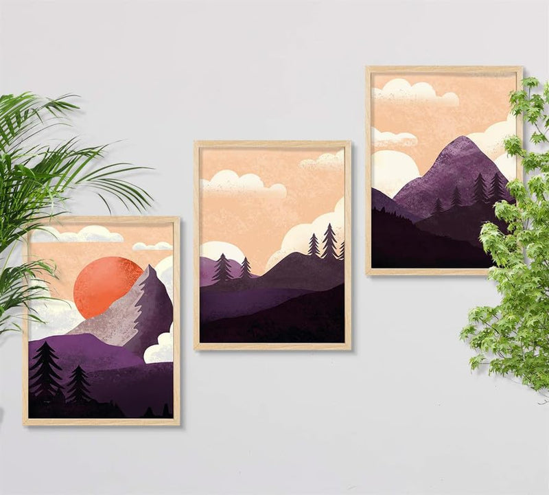 SAF paintings Set of 3 Modern Art White Frame painting for Wall Decoration OL-B323M3