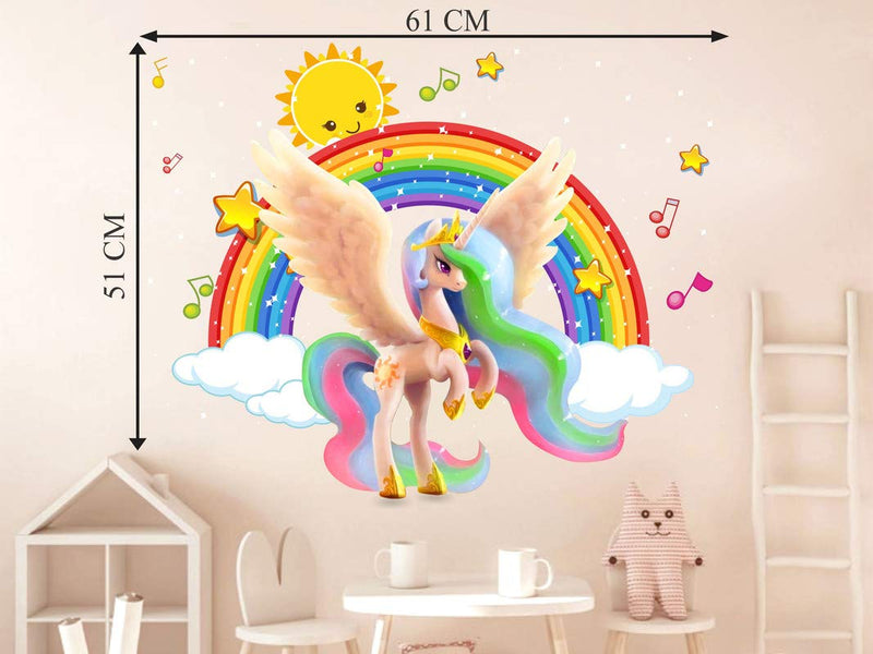 Divine Designs™ PVC Vinyl Self-Adhesive Unicorn Rainbow Wall Sticker for Living Room, Bedroom, Office Wall Decoration (20 X 24 INCH) Pack 1