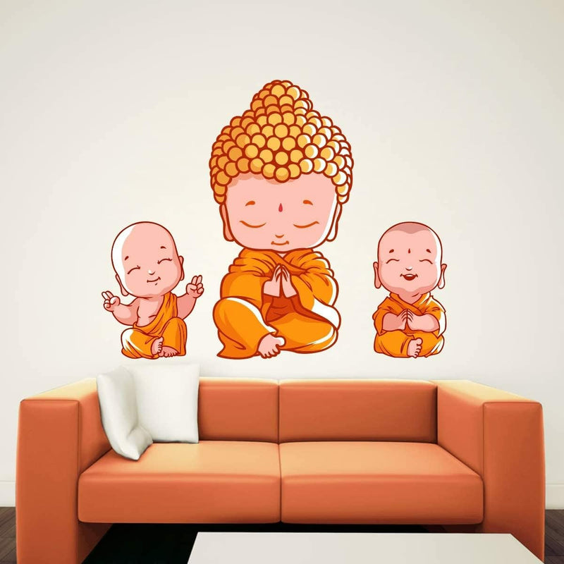 GADGETS WRAP Little Budda Wall Stickers for Living Room, Bedroom, Office (Vinyl, Standard, Multicolour), Religion, Pack of 1