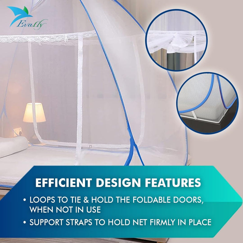 Evafly Foldable Mosquito Net (Size : Double Bed) (Blue)