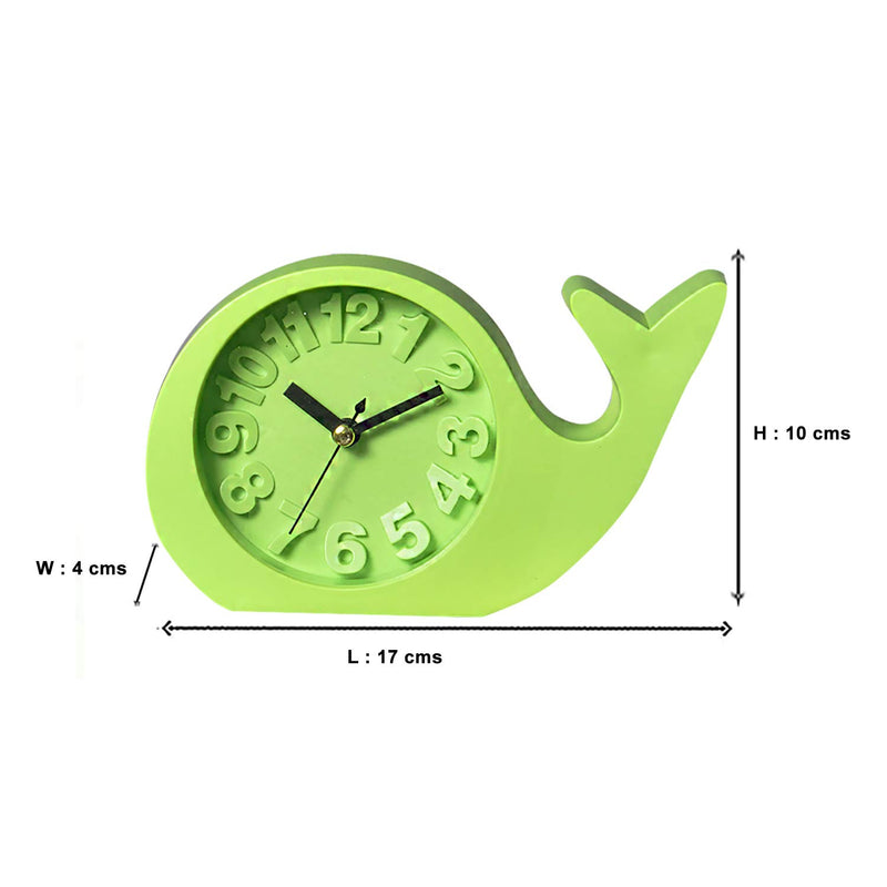 EZ Life Whale - Kids Desk Alarm Clock - PP - Green - Home and Office Décor, Decorative Modern Clock, Living Room, Bedroom Kitchen Office School - Stylish Desk Clock - Pack of 1