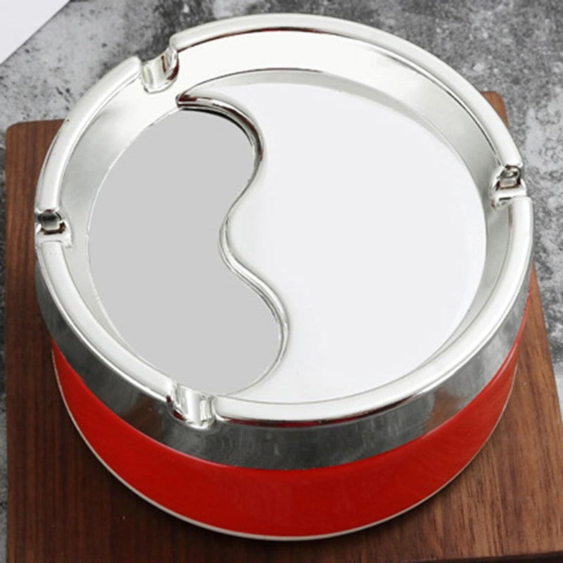 BLUE EARTH Stainless Steel Windproof Revolving Tabletop Decor Closed Printing Unbreakable Ashtray, Multicolour