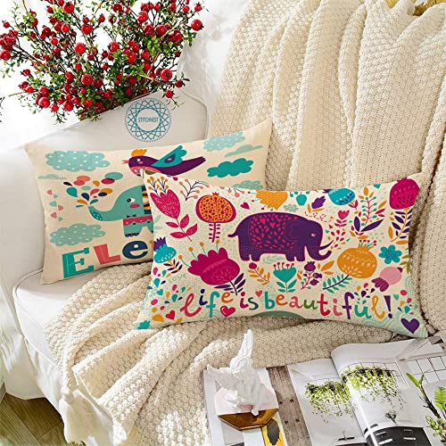 STITCHNEST Cotton 180TC Cushion Cover, 12 X 18 Inches, Blue, Set of 2