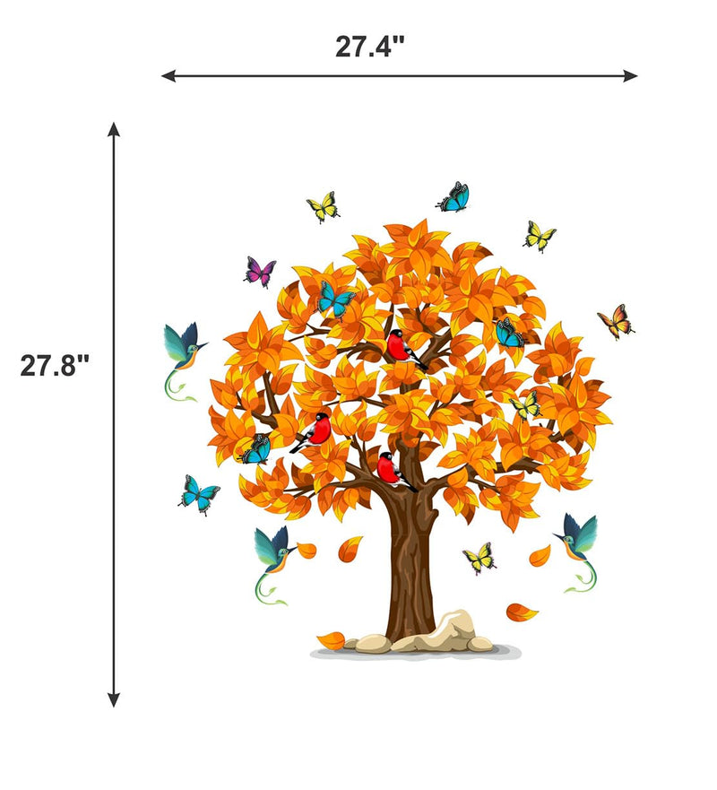 Merical Orange Tree| Size 71 X 71Cms | Wall Stickers for Home, Hall, Bedroom, Kitchen and Living Room