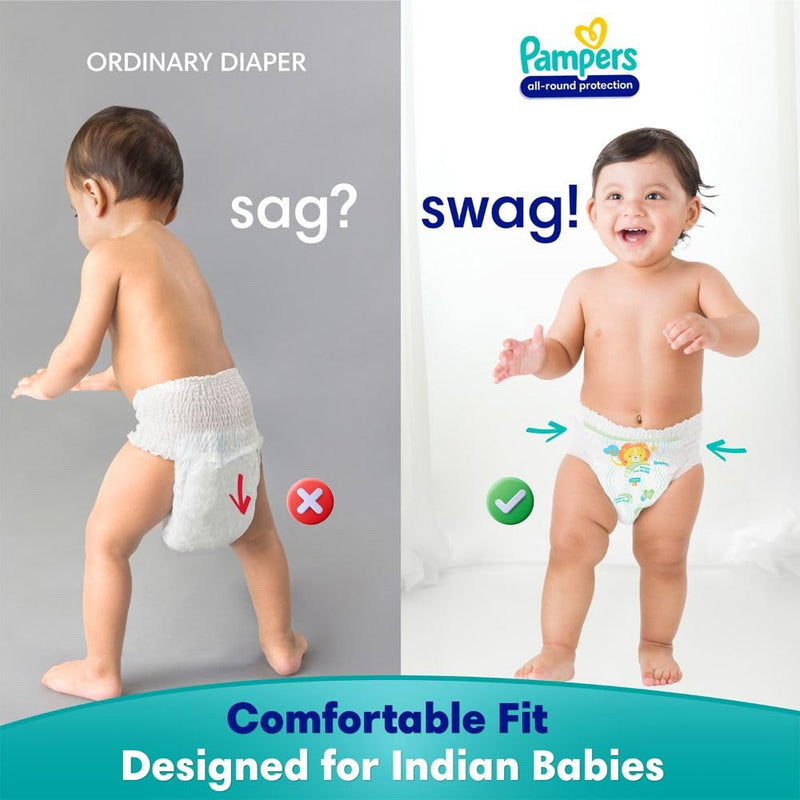 Pampers All round Protection Pants Style Baby Diapers, X-Large (XL) Size, 112 Count, Anti Rash Blanket, Lotion with Aloe Vera, 12-17kg Diapers