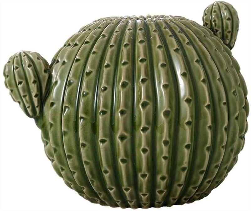 WSYL Small Cactus Ceramic Vase, Lovely Imitation Plants Round Flower Arrangement Ceramic Crafts Home Decoration for Kitchen Living Room Bedroom Party (Size : Medium)