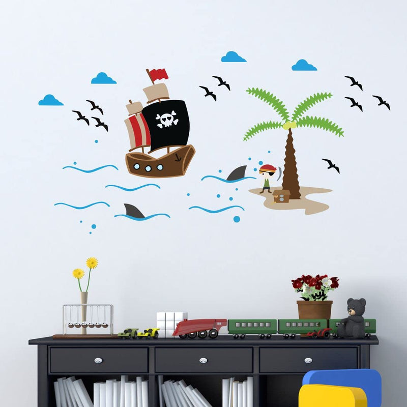 Delight Art Pirates Ship on sea Wall Sticker Size - ( 86*44 ) cm Model id - ( DAMC00475L )