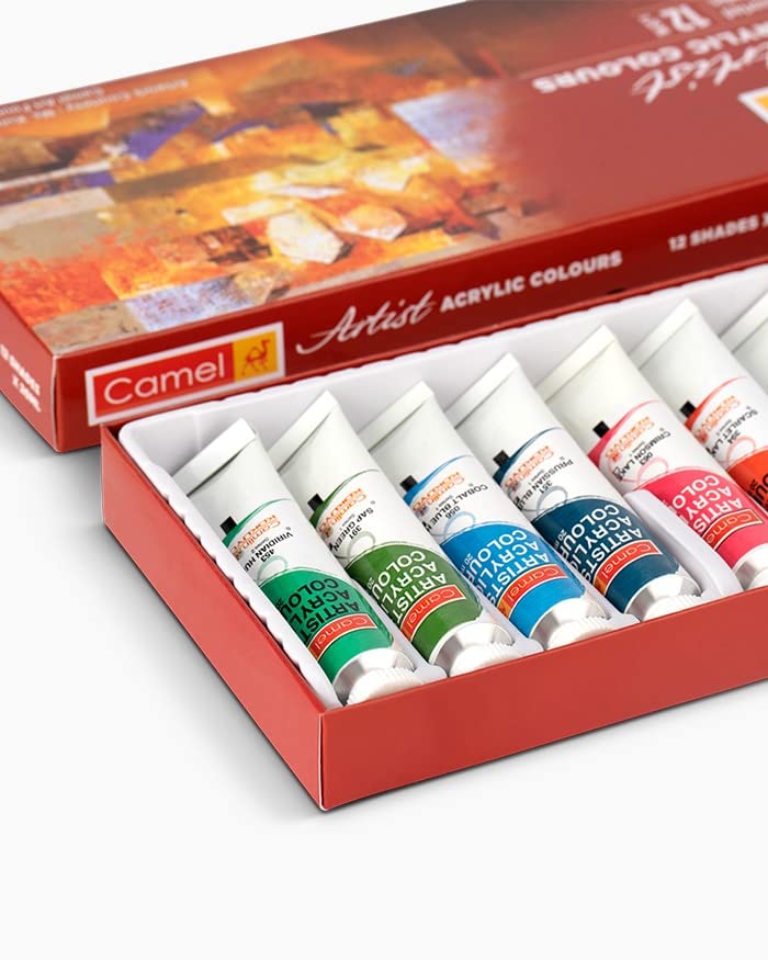 Camel Acrylic Color Box - 20ml Tubes, 12 Shades