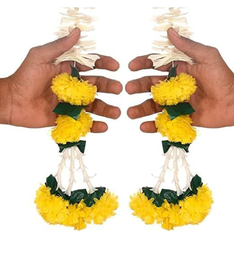 VRB Dec™ 1 Pcs Artificial Flowers Vine Blossom/Roses Garland Fake (6 ft) Flowers fabric Roses/Blossom Garland for Wedding Decor Diwali/Ganpati/Garden Wall Valentine (6 Pcs Heavy Jasmin Ladi Yellow)