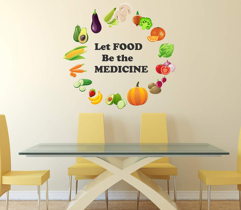 Wallzone Food is Medicine Multi Large Wallsticker for Home Decorations (70 cm x 70 cm)