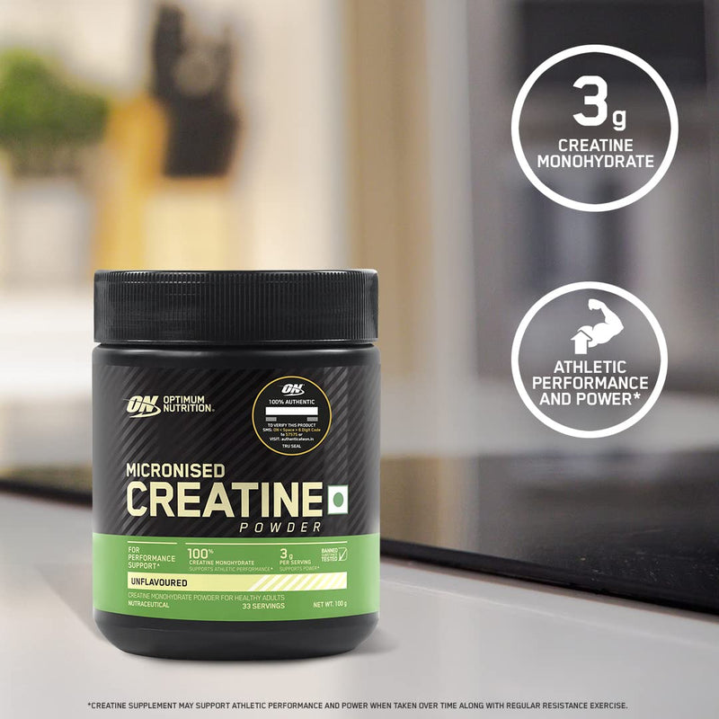 Optimum Nutrition (ON) Gold Standard 100% Whey (2 lbs/907 g) (Double Rich Chocolate) and Micronized Creatine Powder - 100 Gram, 33 Serves, 3g of 100% Creatine Monohydrate per serve