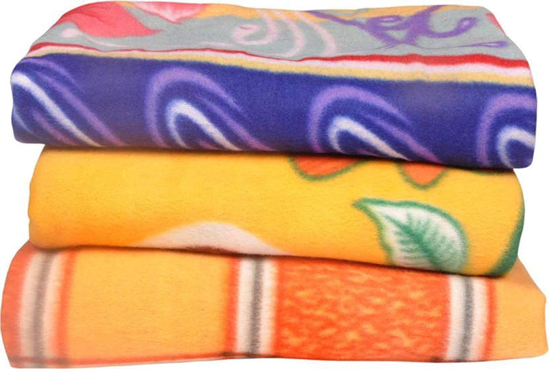 ELSTONE HOME Pattern Polar Fleece Printed Relief Donation Double Bed Blanket (Multicolour, 228 X 228 cm) - Pack of 3