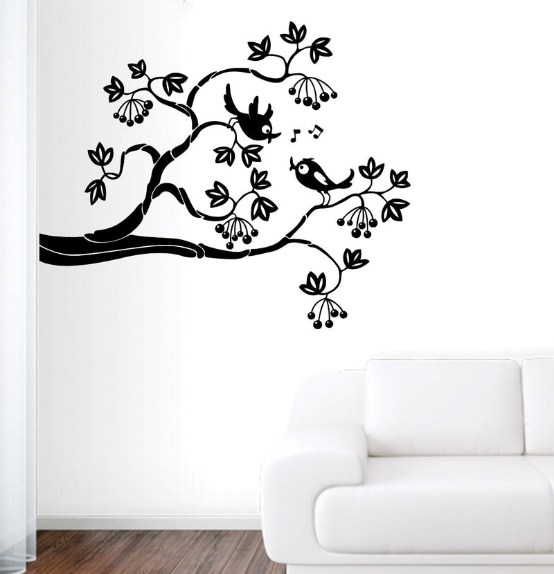 Love Bird Black Self Adhesive VinylWaterproof Decorative Wall Stickers for Hall, Bedroom, Kitchen and Furniture