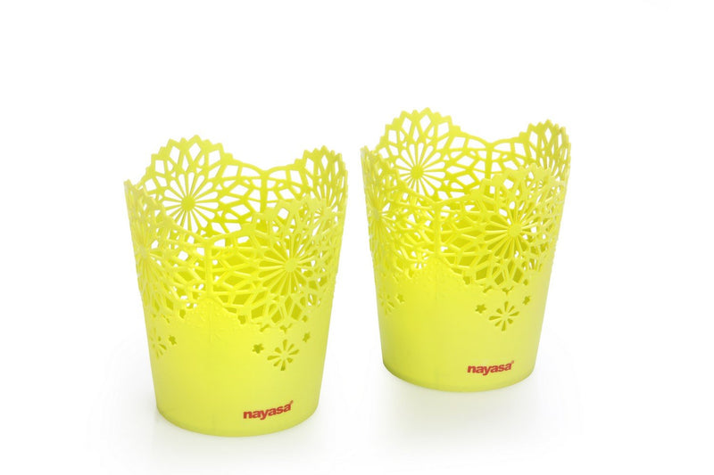 Nayasa Lacy 2 Piece Plastic Tall Basket Set, Green