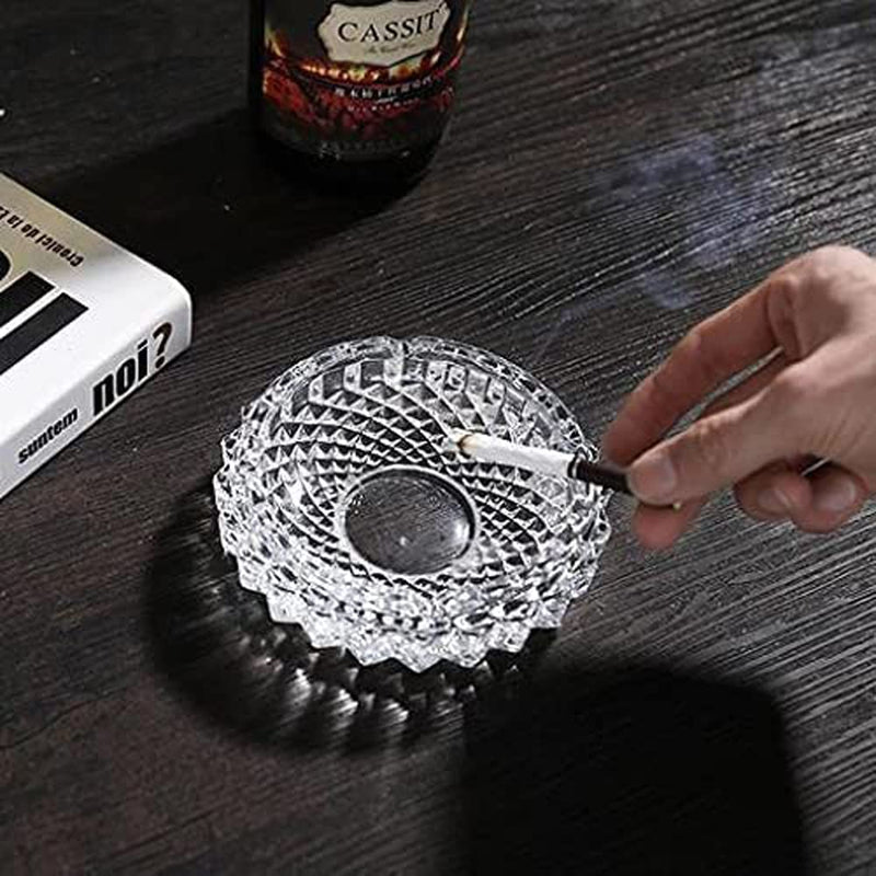 PARABRAHMA Glass Ash Tray for Smoking Cigarette, Cigar Smoking for Home, Car, Balcony, Crystal Clear Big Size Ash Tray Box, 1 Piece