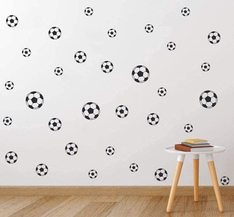 VVWV® 35 PCs Football Wall Stickers Home Decor Boys Room Sticker Small Football Pattern for Boys Bedroom Children Kids Room Black