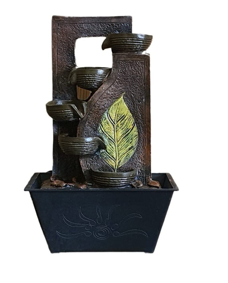 SHRI Nath Leaf Brown Diya Water Fountain for Home Décor