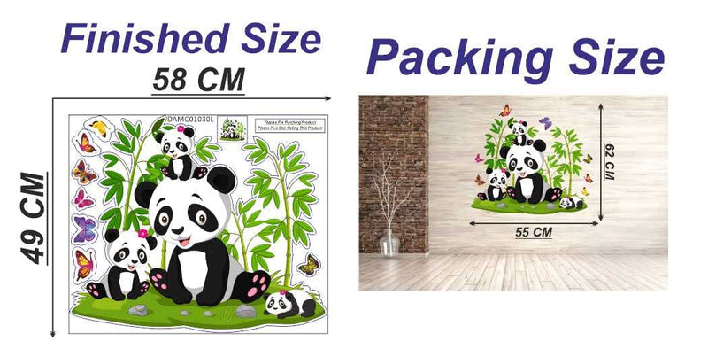 Delight Art Beautiful Pandas and Butterfly Design Wall Sticker Size - (55 * 62) cm