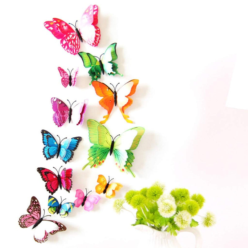 iDream 12pcs 3D PVC Magnet Butterflies DIY Wall Sticker Home Decoration (Double Layer Multicolour)