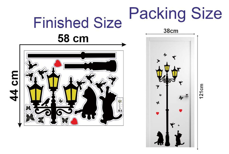 Delight Art Decorative Home cat and lamp Pole Design Door Sticker Size - ( 38*121 ) cm Model id - ( DAMC00908L )