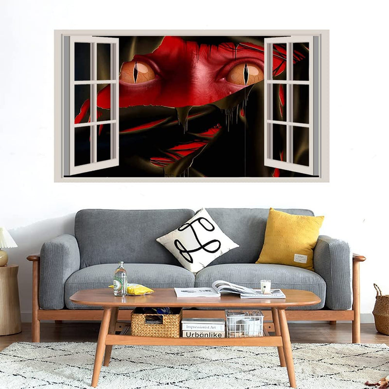 GADGETS WRAP Printed Wall Decal Sticker Fake Window Style Decal (90cm x 50cm) - RED FACE Demon