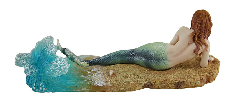 Zeckos Veronese Resin Statues Waiting by Selina Fenech Mermaid Laying On The Beach Statue 10.25 X 3.5 X 4.5 Inches Multicolored