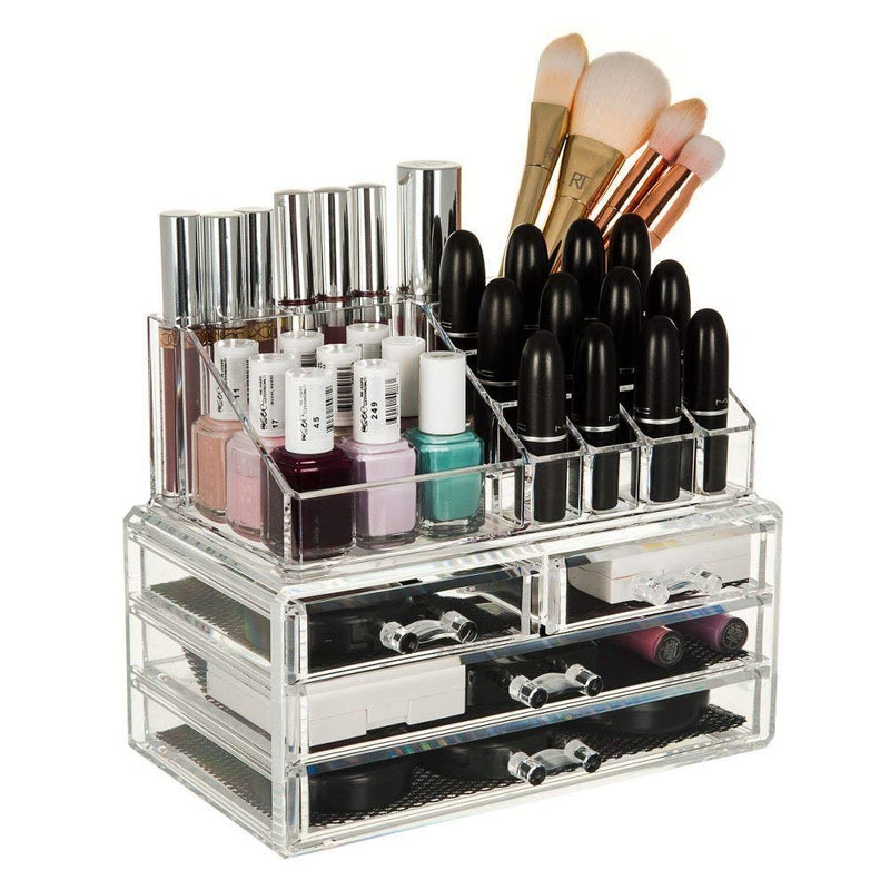 Aqtus 4 Drawer Cosmetic Makeup Jewellery Lipstick Storage Box, 25x16x20cm, Transparent