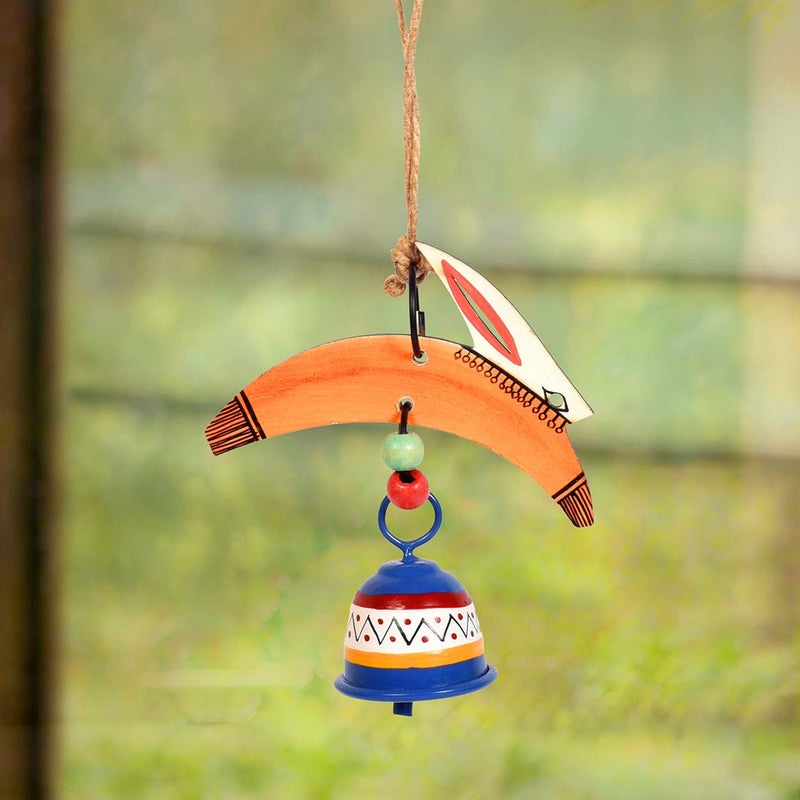 Aakriti Art Creations Handpainted Rabbit Wind Chimes with Metal Bell for Outdoor Hanging and Home Decoration