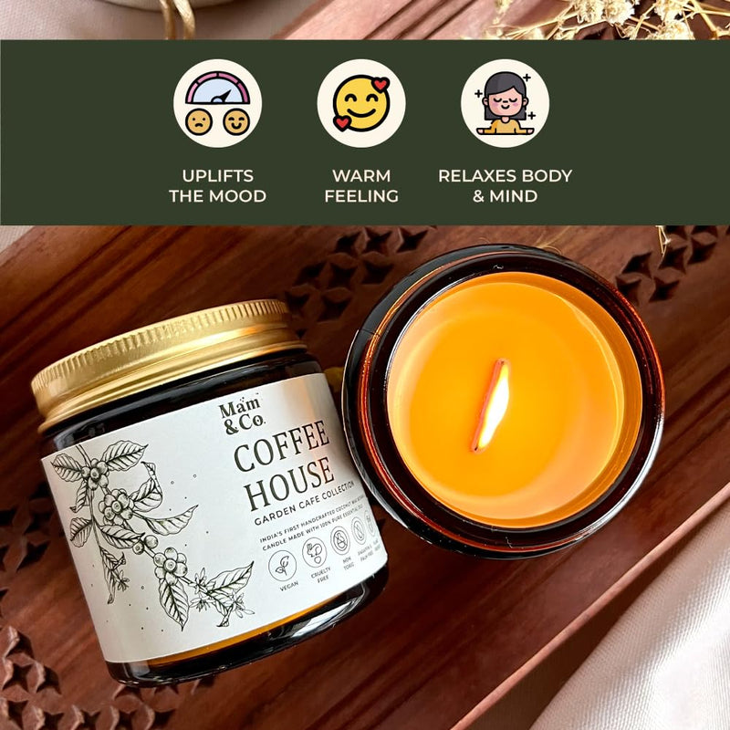 Vanilla Coffee- Set of 2 Coconut Wax Candles | Made with 100% Coconut Wax and Aromatherapy Grade Essential Oils | Scented Candles Gift Set