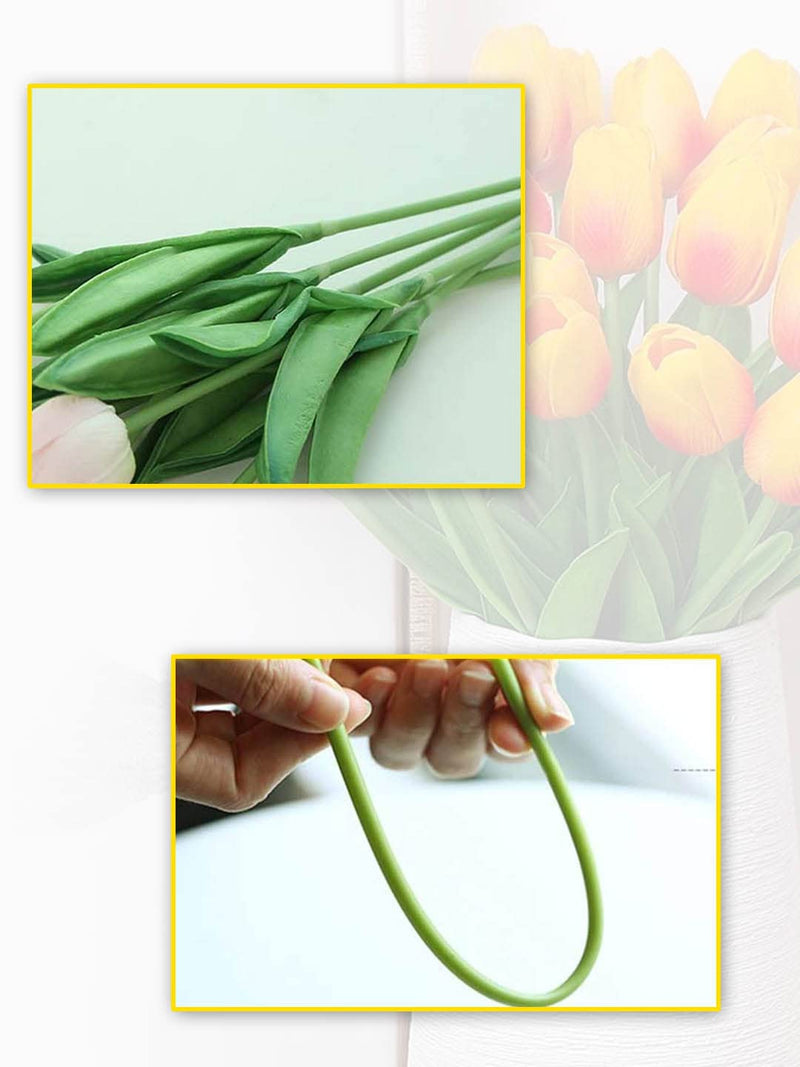 TIED RIBBONS Artificial Calla Lily Flowers Bunch with Glass Vase (10 Heads, 33 cm Each) for Home Decoration Living Room Side Table Office Wedding Party Events