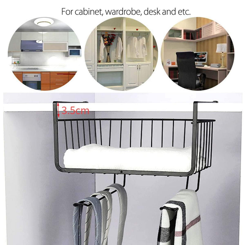 Styleys Iron Multifunctional Kitchen Under Cabinet Shelf Basket Wire Rack Organizer Storage with Tissue Holder, (S11088, Black 1 Pc)