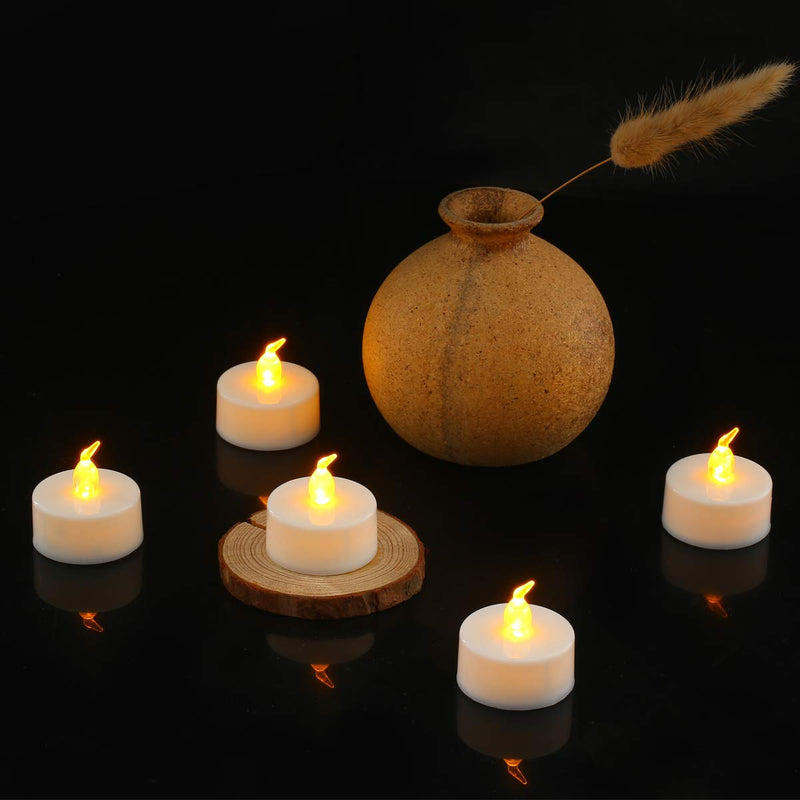 Tea Lights, Flameless LED Tea Lights Candles, Battery Powered Fake Candles,Warm Amber, Ideal for Wedding, Party, Holidays, Home Decoration and Outdoor, Pack of 24