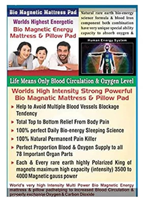 Bio-Energy Magnetic Mattress Topper 2.5Feet X 6 Feet with 1 Pillow Cover GREY (2.5 * 6)