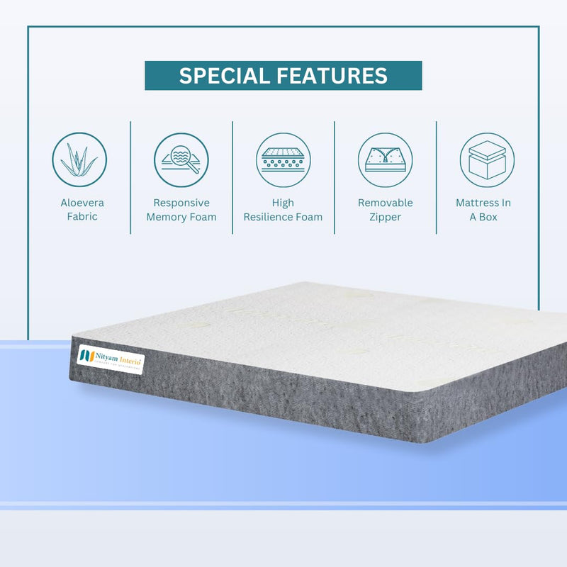 NITYAM Interio Pedic Memory Foam Mattress with Luxurious Feel Foam | 10 Year Warrenty | Diwan - 72X47X5