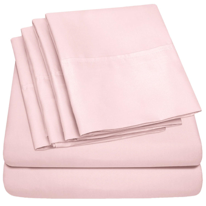 Sweet Home Collection Quality Deep Pocket Bed Sheet Set-2 Extra Pillow Cases, Value, Queen, Pale Pink, 6 Piece