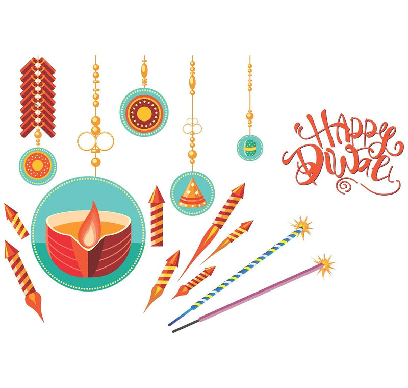 Tuffuk Happy Diwali Large Vinyl Wallstickers for Home Decorations(90 cm x 60 cm)5TZ0180