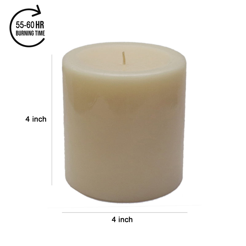 Aura Unscented Round Pillar Candles, 4x4 Inches