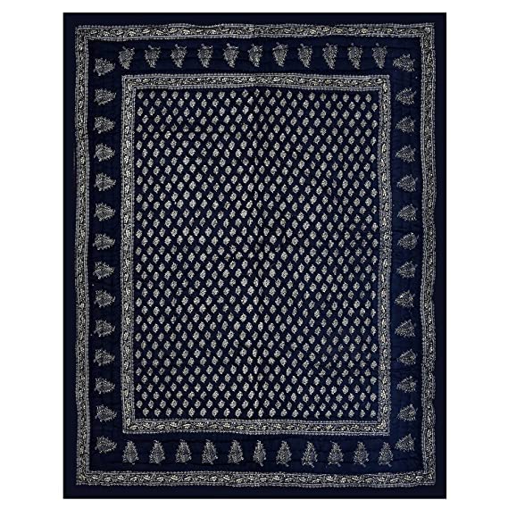 Click Tick Craft 240 TC Single Bed Cotton Jaipuri Razai Bed Blanket Ac Quilt for Winter Soft Light Weight Rajasthani Traditional Rajai Cotton 85 x 55 inch (Design 3, Single Bed)