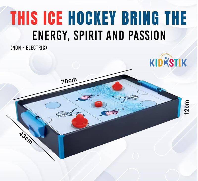 Kidistik Wooden Ice Hockey Fun Game Table Mini Tabletop Air Hockey Game for Kids/Adults (Non-Electric)