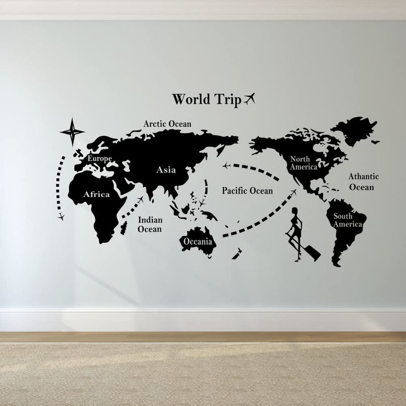 Wallzone World Map Vinyl Wallsticker for Home Decoration (101 cm x 58 cm)