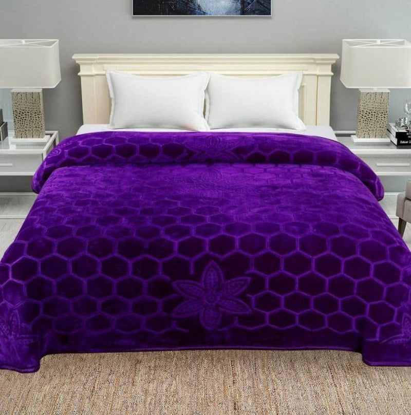 HomyReef 500 TC Winter/Mild-Winter Solid/Floral Light Weight Super Soft Warm Mink Single Bed Blanket for Winter (229 x 229 cm), Lightweight (Purple, Single Bed - 85x60 Inch)