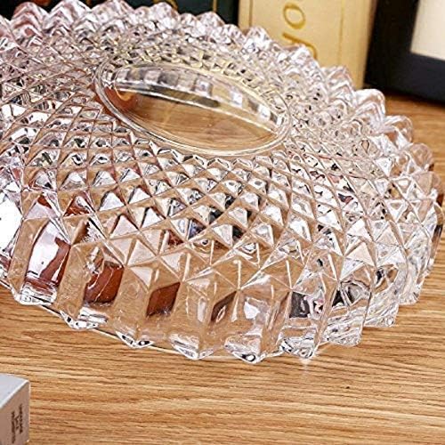 Zeguard Handicraft Crystal Round Ashtray with Attractive Pattern | Best for Home Decor Office Table Decor | 13cm