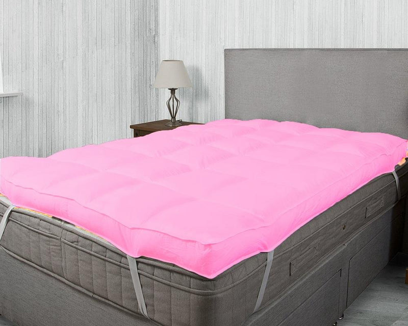 Jaipur Linen 3000 GSM Extra Callifornia Size Finest Imported Super Microfiber Mattress Padding/Topper- Baby Pink (78"x84"Inch)