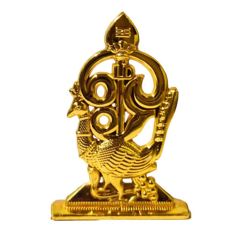 Leo Traders OM Vel with Peacock Miniature for Gift/Car Dashboard/Home/Office Decor | Murugan Vel 7 cm (Gold)